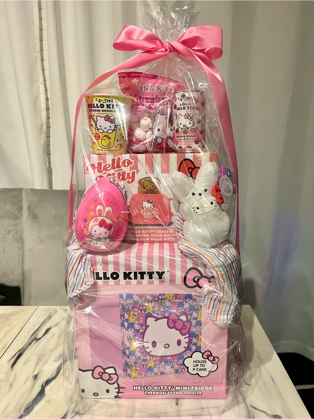 Hello Kitty Deluxe Gift Bundle | Mini Fridge, Toaster & Plush | Gift Ready